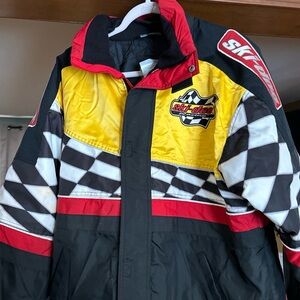 Vtg Skidoo Colorful Racing Jacket with Checkered Pattern Mens Large